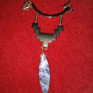 30 inch gold necklace with marble charm